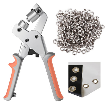 Hand Press Portable Plier with 500Pcs Silver Grommets